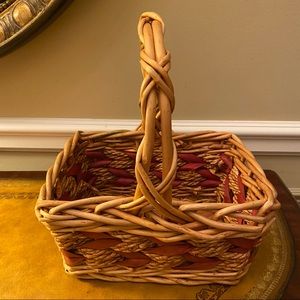 Rectangular Boho Wicker Storage Organizing Tan Brown Bin Basket with Handle